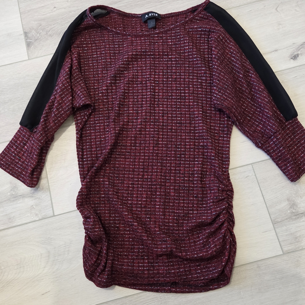 Red and Black Knit Top